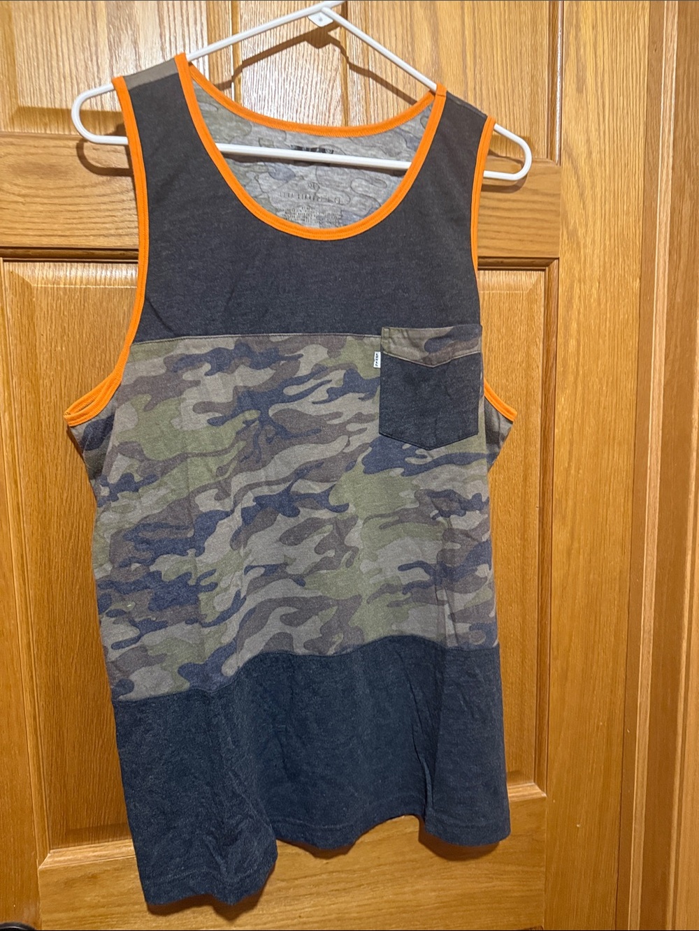 Levi's Men's Camo Colorblock Tank Top with Orange Trim